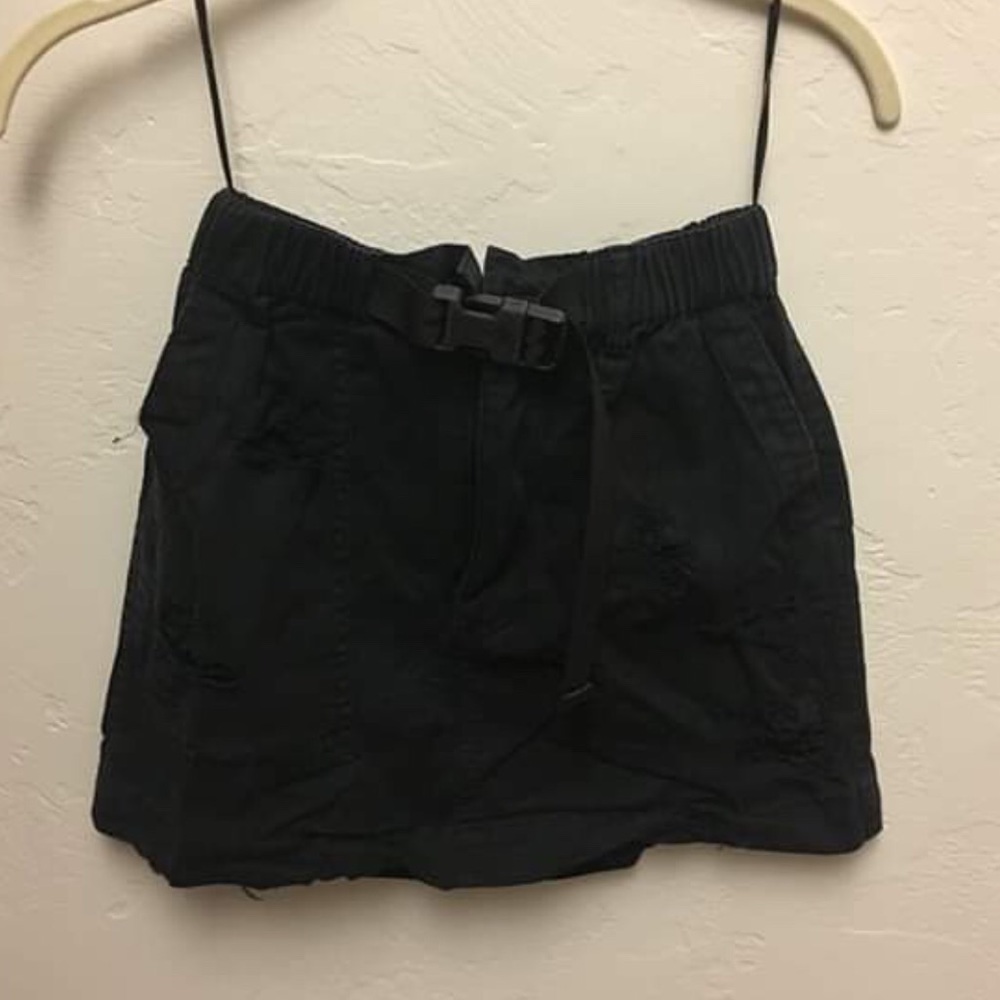LF black distressed buckle skirt mini